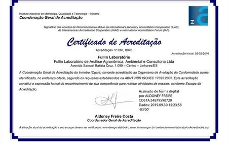imagem CGCRE (Coordenação Geral de Acreditação do Inmetro) CERTIFICADO DE ACREDITAÇÃO ISO/IEC 17025